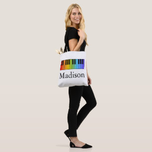Music Teacher Rainbow Piano Keyboard Personalised Tote Bag