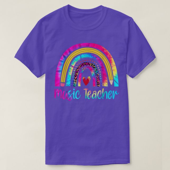 Music Teacher Rainbow Tie Dye Funny School Music T T-Shirt (Design Front)