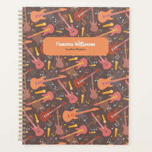 Music Teacher Retro Guitars Fun School Year Planner