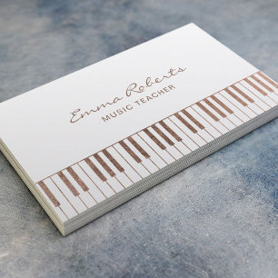 Music Teacher Rose Gold Piano Keys Musical Business Card
