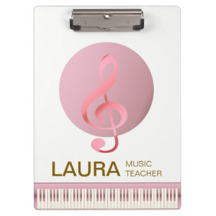 Music Teacher Rose Gold Piano Musician DJ Clipboard