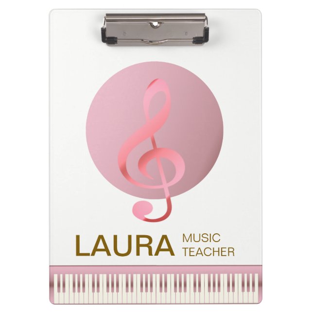 Music Teacher Rose Gold Piano Musician DJ Clipboard (Front)