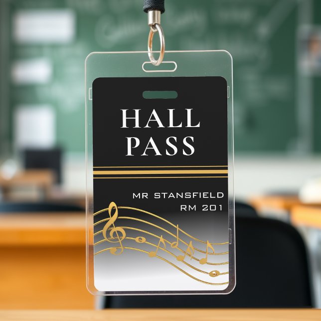 Music Teacher School Classroom Hall Pass ID Badge (Music Teacher School Classroom Hall Pass Badge
)