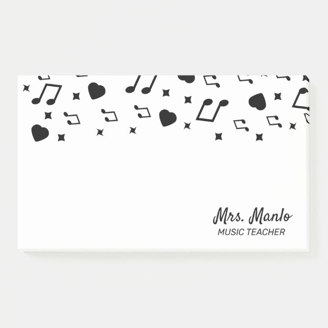 Music Teacher Script Name Musical Post-it Notes (Front)