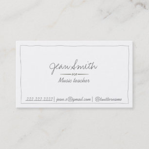 Music Teacher Simple Hand Drawn Business Card