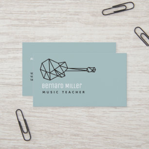 Music Teacher Simple Minimalist Dusty Blue Business Card