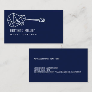 Music Teacher Simple Minimalist Navy Blue Business Card