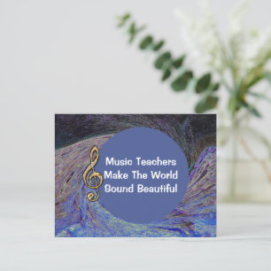 Music Teacher Thank You Blue Spiral Swirl School Postcard