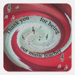 Music Teacher Thank You Bright Swirl Appreciation Square Sticker