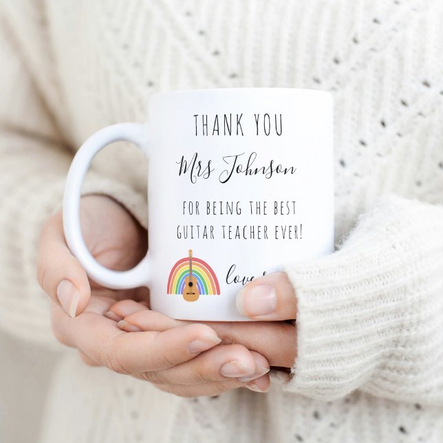 Music Teacher Thank You Gift Rainbow Guitar  Coffee Mug (Creator Uploaded)
