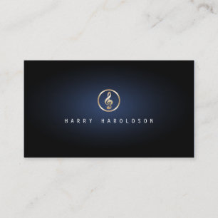 Music Teacher Treble Clef Icon Blue Glow Music Business Card