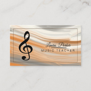Music Teacher Treble Note Watercolor Sound Waves Business Card