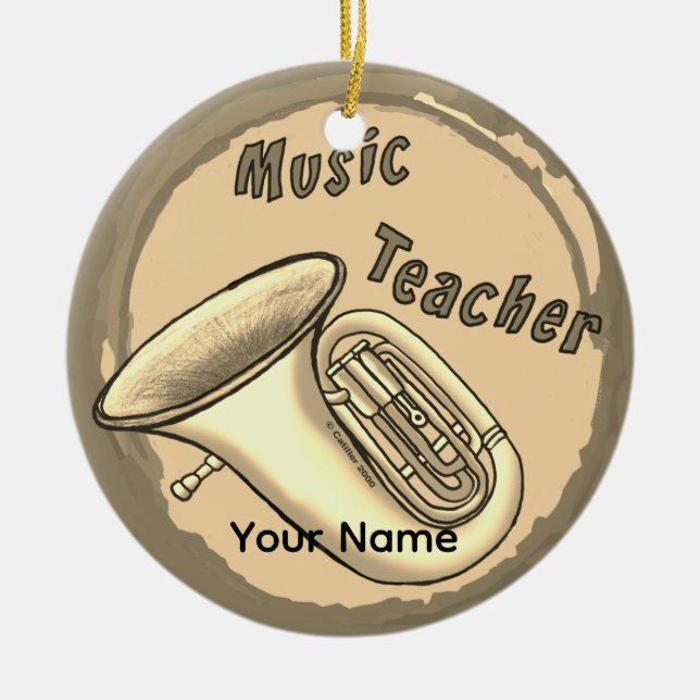 Music Teacher Tuba Premium Round Ornament (Front)