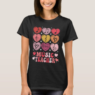 Music Teacher Valentine's Day Musical Notes Hearts T-Shirt