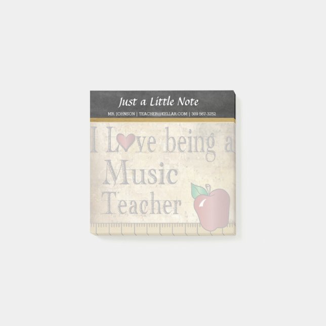 Music Teacher | Vintage Style Post-it Notes (Front)