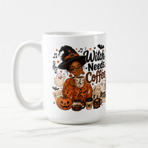 Music Teacher Witch Needs Coffee Halloween Mug