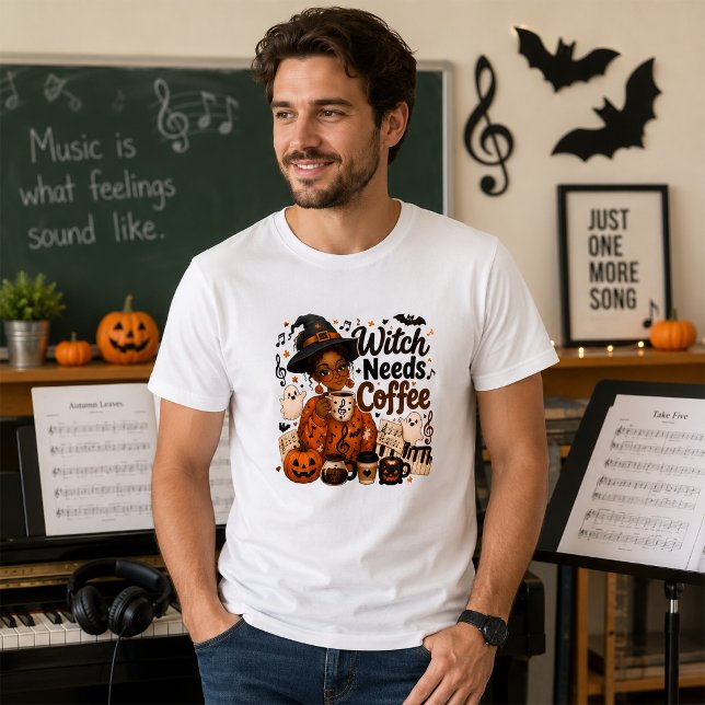 Music Teacher Witch Needs Coffee T-Shirt (Creator Uploaded)