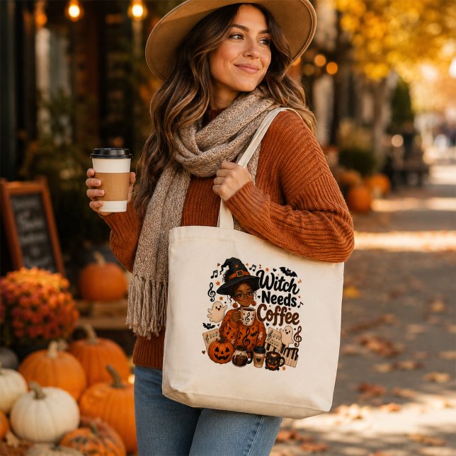 Music Teacher Witch Needs Coffee Tote Bag (Creator Uploaded)