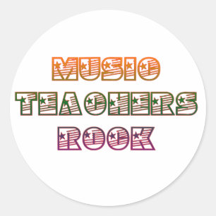 MUSIC TEACHERS ROCK CLASSIC ROUND STICKER