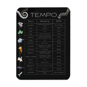 Music Tempo Chart magnet