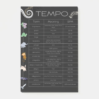 Music Tempo post-it notes
