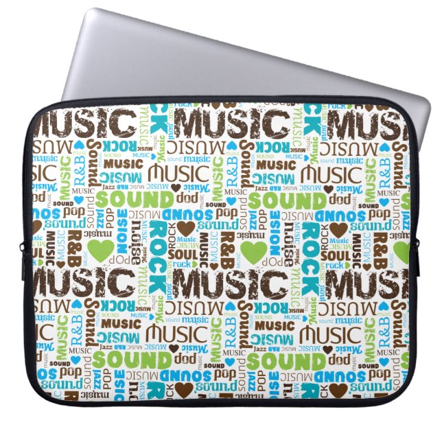 Music Text Background Laptop Sleeve (Front)