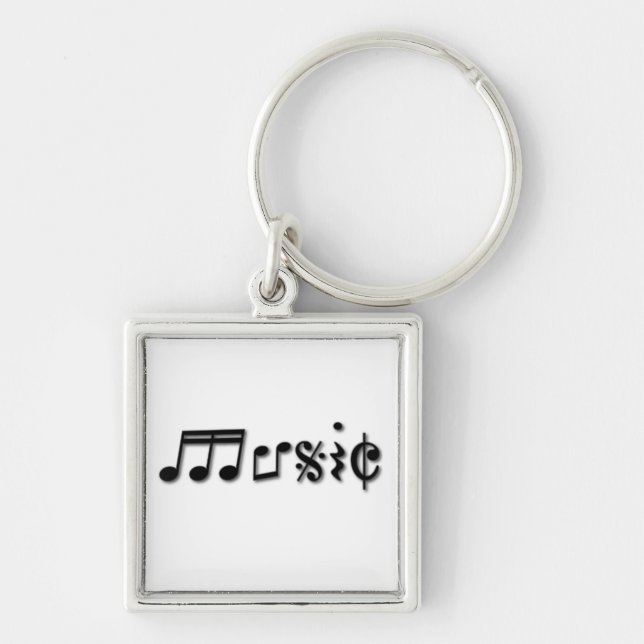 Music Text Design Key Ring (Front)