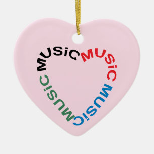 Music Text Heart Ceramic Ornament