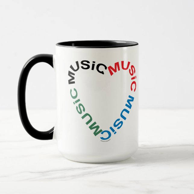 Music Text Heart Mug (Left)
