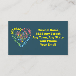 Music Text Heart Notes Business Card