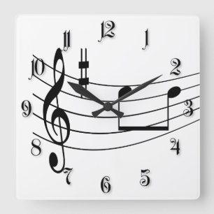 Music text square wall clock