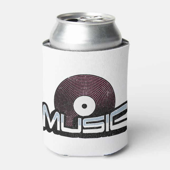 Music text with vinyl record can cooler (Can Front)