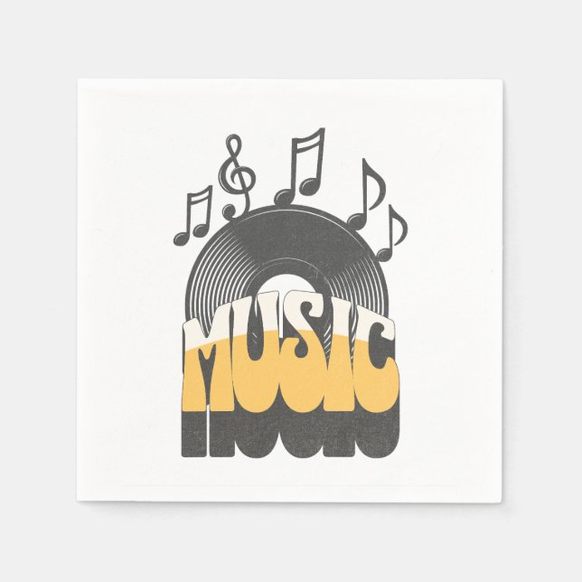 Music text with vinyl record napkin (Front)