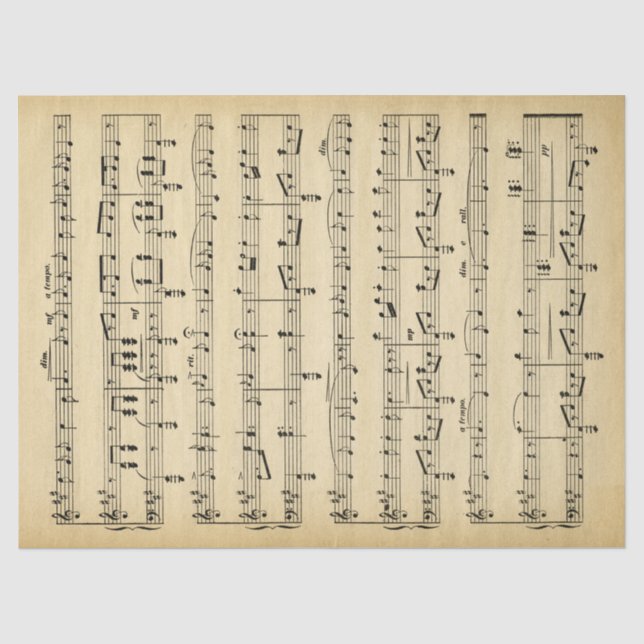 Music Theme Antique Sheet Music tissue paper (Front)