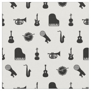 Music Themed Assorted Musical Instruments Pattern Fabric
