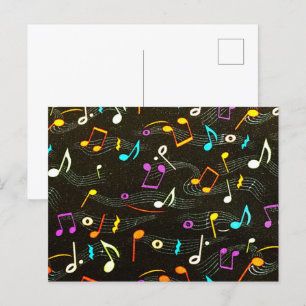 Music-themed Fashion Print Design Postcard