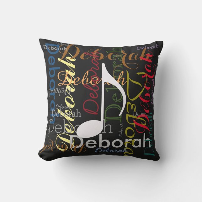 music-themed pattern name personalised outdoor cushion (Front)