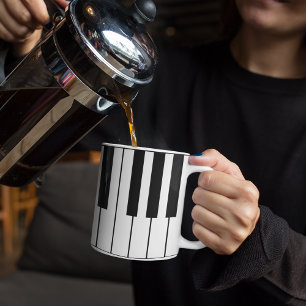 Music-themed piano keys coffee mug