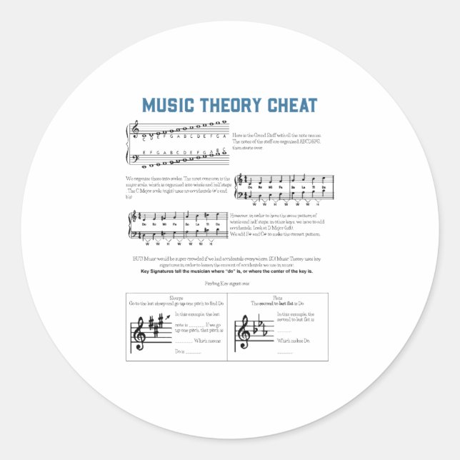 Music Theory Classic Round Sticker (Front)