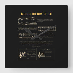 Music Theory Graphic Square Wall Clock