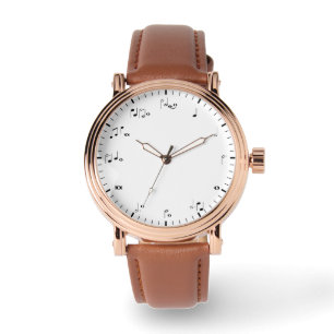 Music Time Clock Black & White Musical Notes Watch