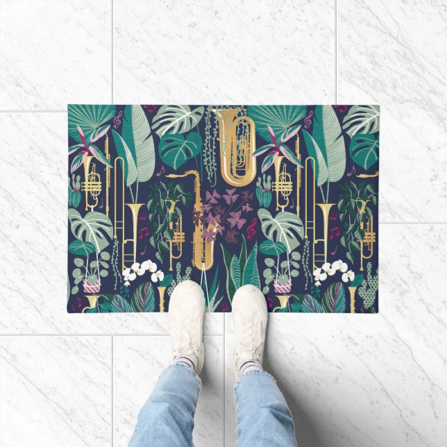 Music to my eyes // musical instruments and plants doormat (Indoor)