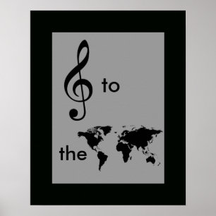 music to the world, treble clef poster