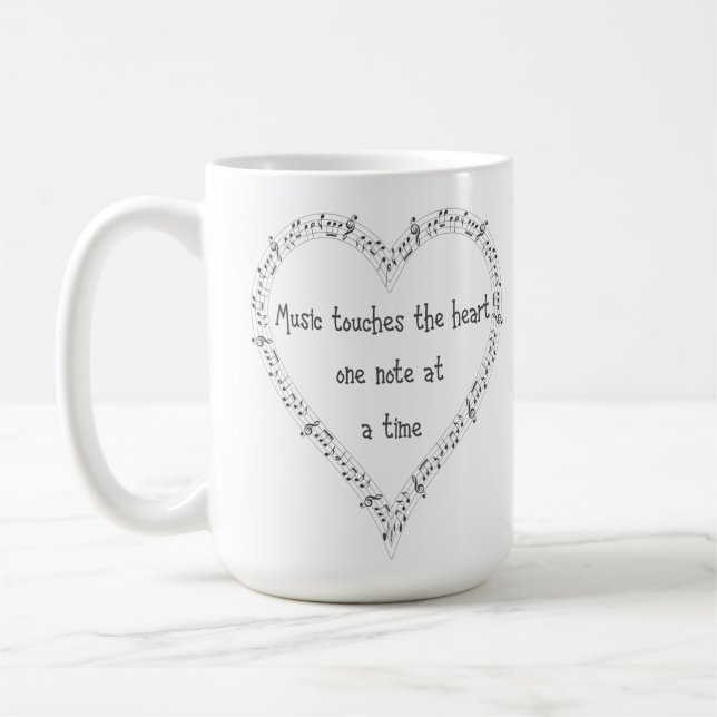 Music Touches the Heart Inspirational Quote Coffee Mug (Left)