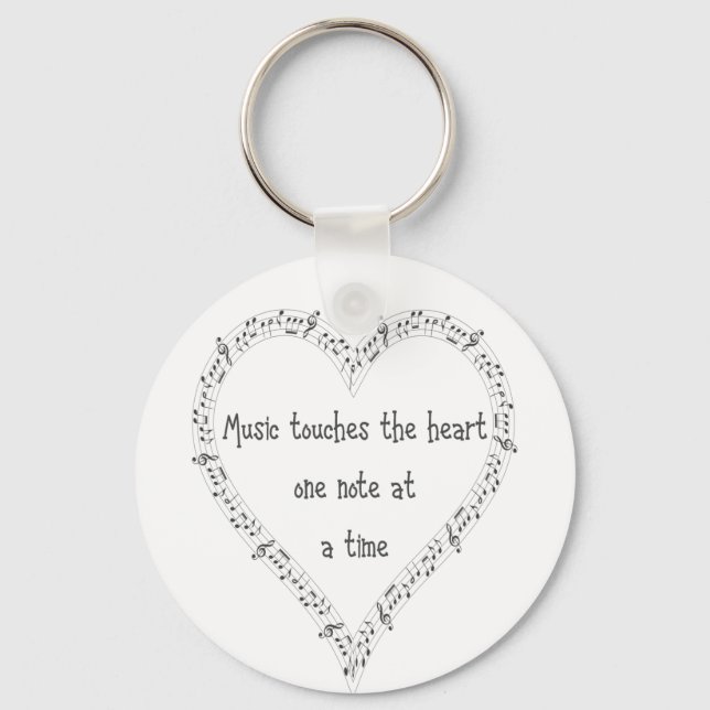 Music Touches the Heart Inspirational Quote Key Ring (Front)
