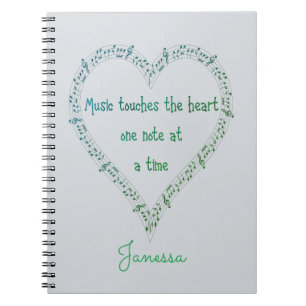 Music Touches the Heart Inspirational Quote Notebook