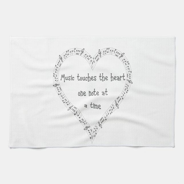 Music Touches the Heart Inspirational Quote Tea Towel (Horizontal)
