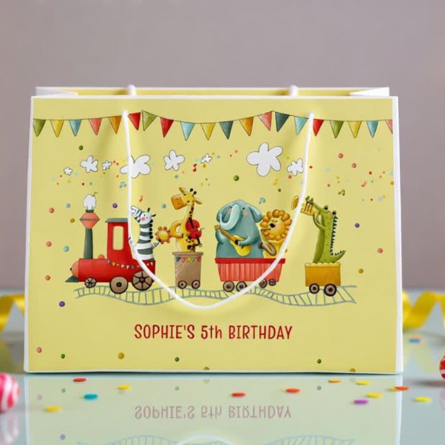 Music train with animals kids birthday large gift bag (Creator Uploaded)
