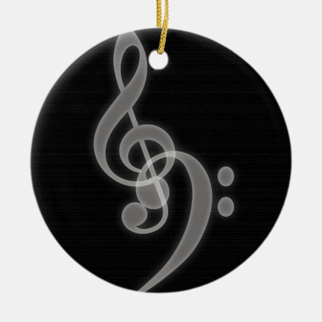 Music - Treble and Bass Clef - Round Ornament (Front)