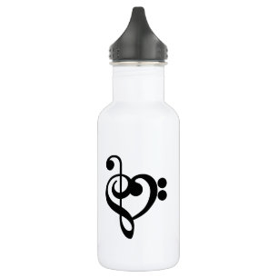 Music Treble Bass Clef Heart 532 Ml Water Bottle